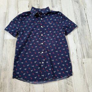 Vineyard Vines Boys Size Medium 12/14 Short Sleeve Button Down Whale Shirt